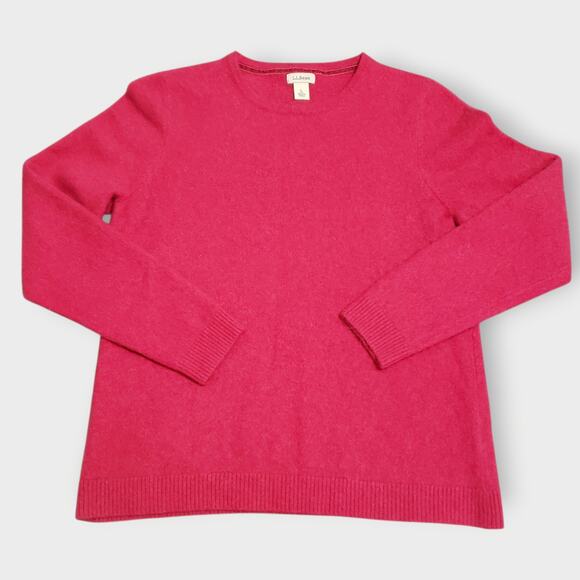 L.L. Bean Cashmere Crewneck Sweater Pink Sz Large Petite Cozy Preppy Casual - Picture 1 of 10